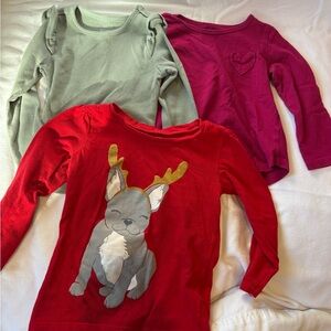 Kids Long Sleeve Shirts - Red, Green, and Pink